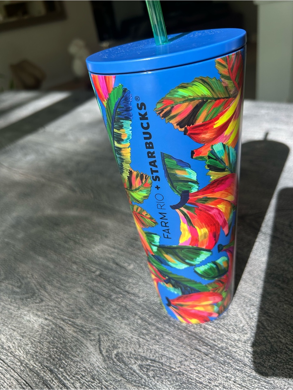 FARM Rio + Starbucks Blue Floral Tropical Reusable Tumbler
